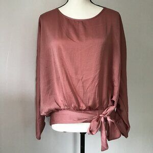 Silky Mauve Loose Long-Sleeved Top